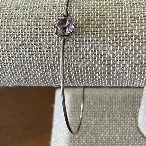 Elegant Slender Silver Bangle with Pink Tourmaline
